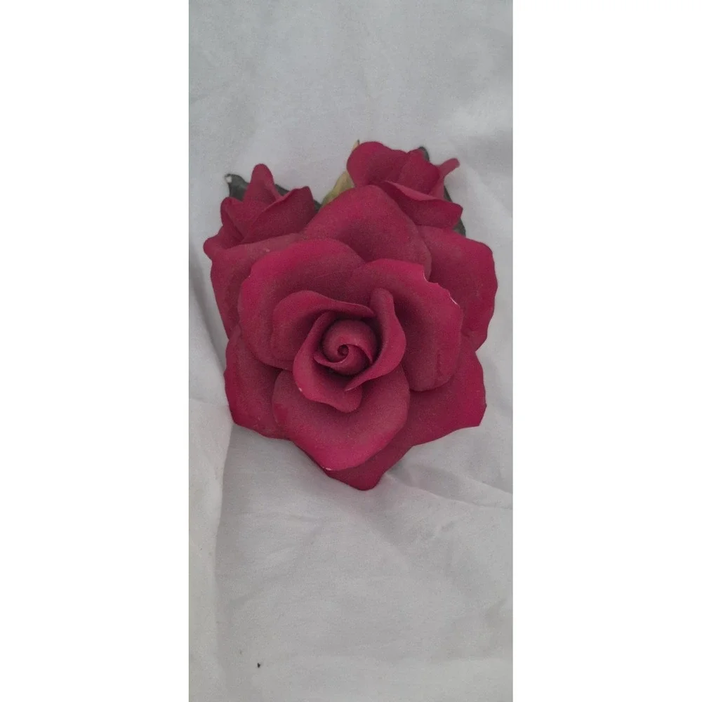 E&R Golden Crown Italy Porcelain‎ Rose Figurine Vintage Floral